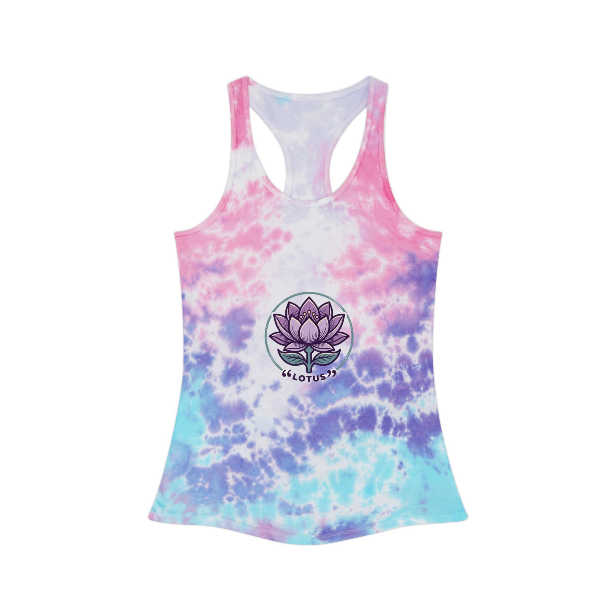 Tie-Dye Lotus Racerback Tank Top – Pastel Yoga & Festival Activewear