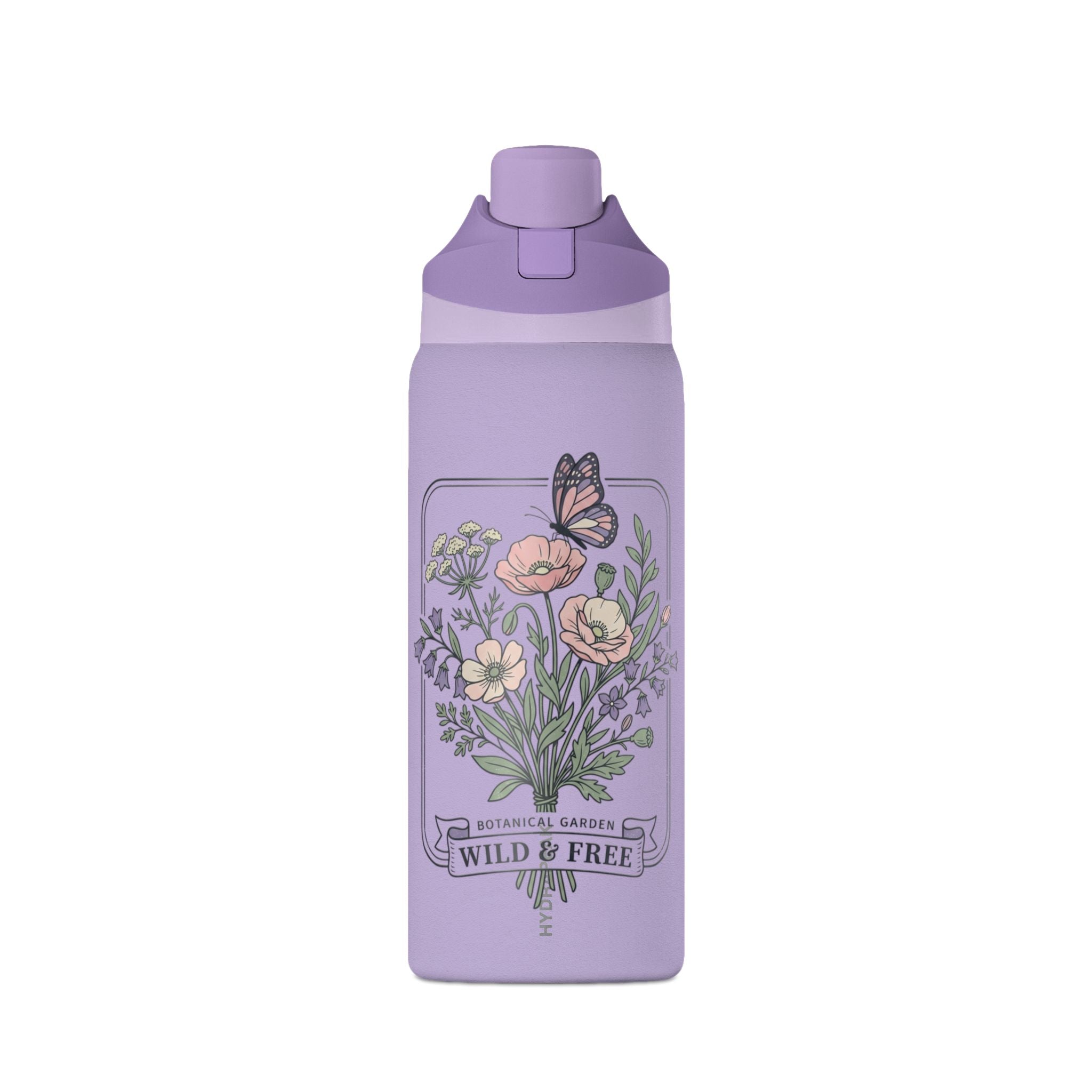 Floral Oasis 32oz Insulated Water Bottle — Leakproof Thermos with Butterfly Garden Design