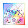 Holographic 'Misty Bloom' Die-Cut Sticker — Floral Lotus Paw Accent