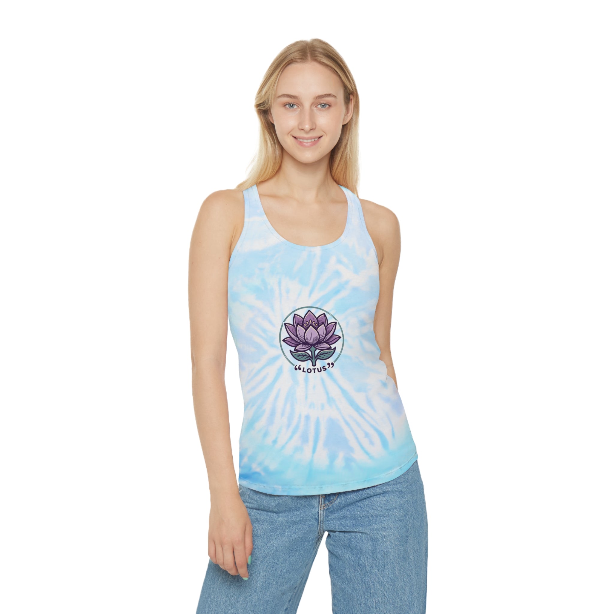 Tie Dye Racerback Tank — "Grateful AF" Floral Jar Graphic