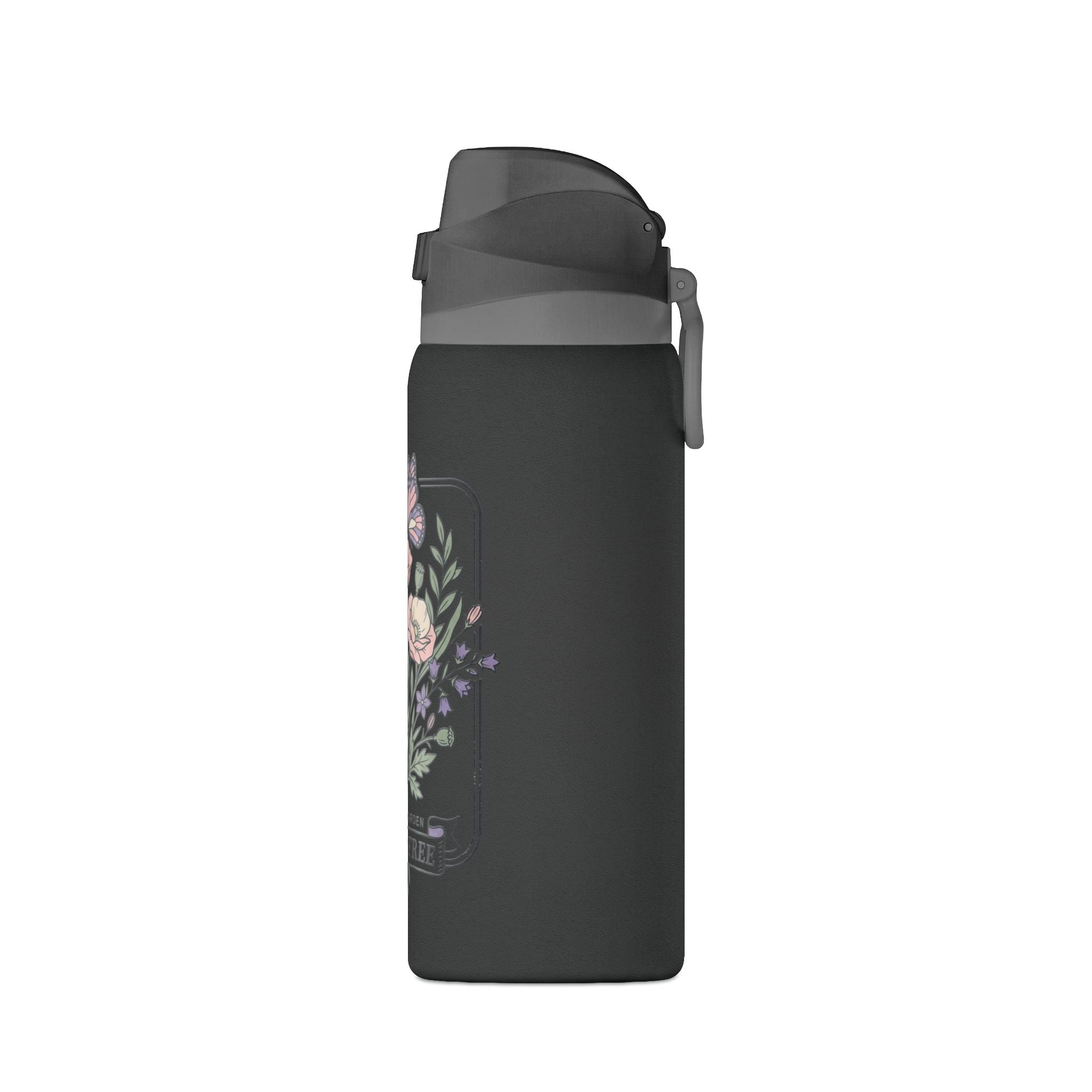 Floral Oasis 32oz Insulated Water Bottle — Leakproof Thermos with Butterfly Garden Design