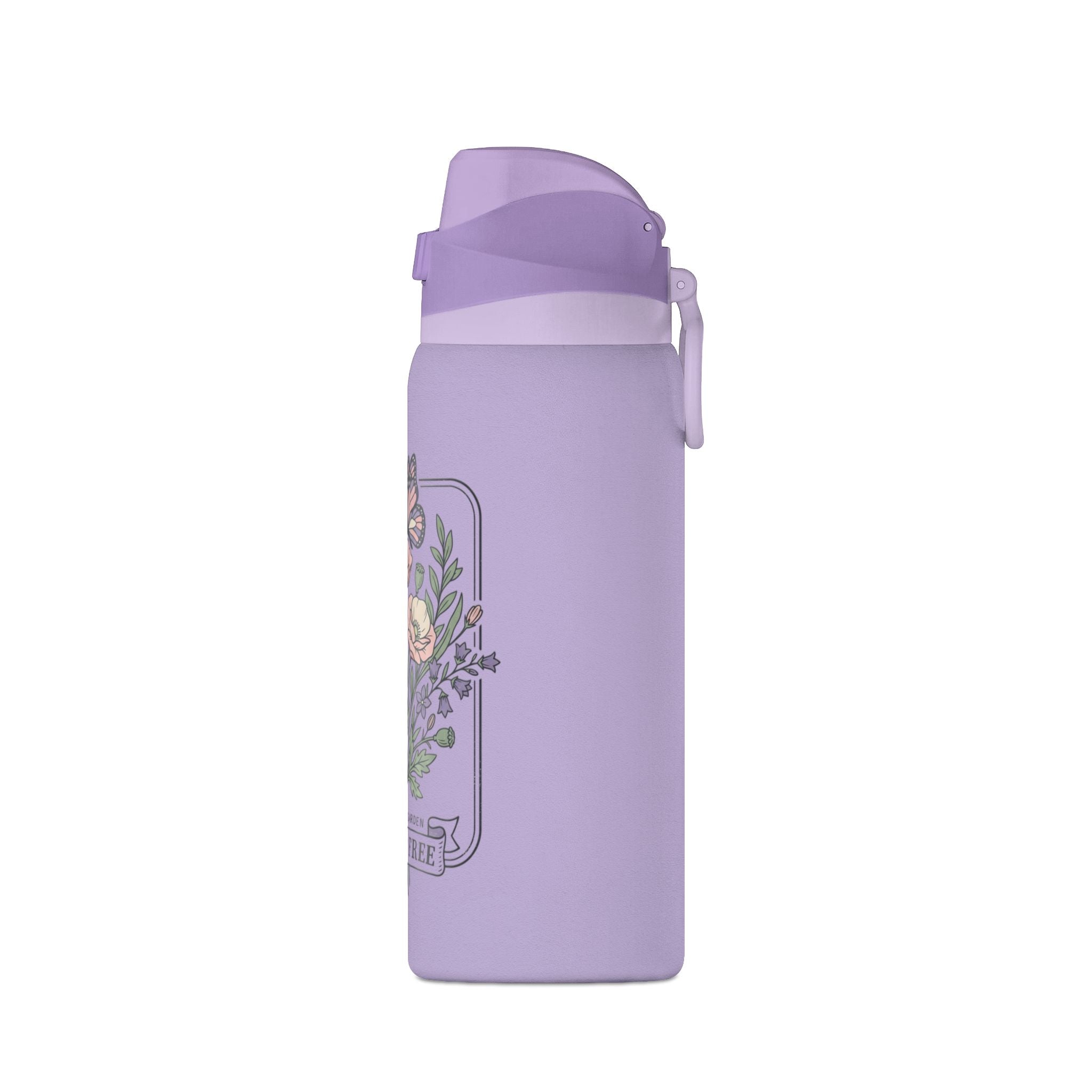 Floral Oasis 32oz Insulated Water Bottle — Leakproof Thermos with Butterfly Garden Design