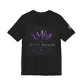 Misty Bloom logo Tee | Purple smoke floral emblem