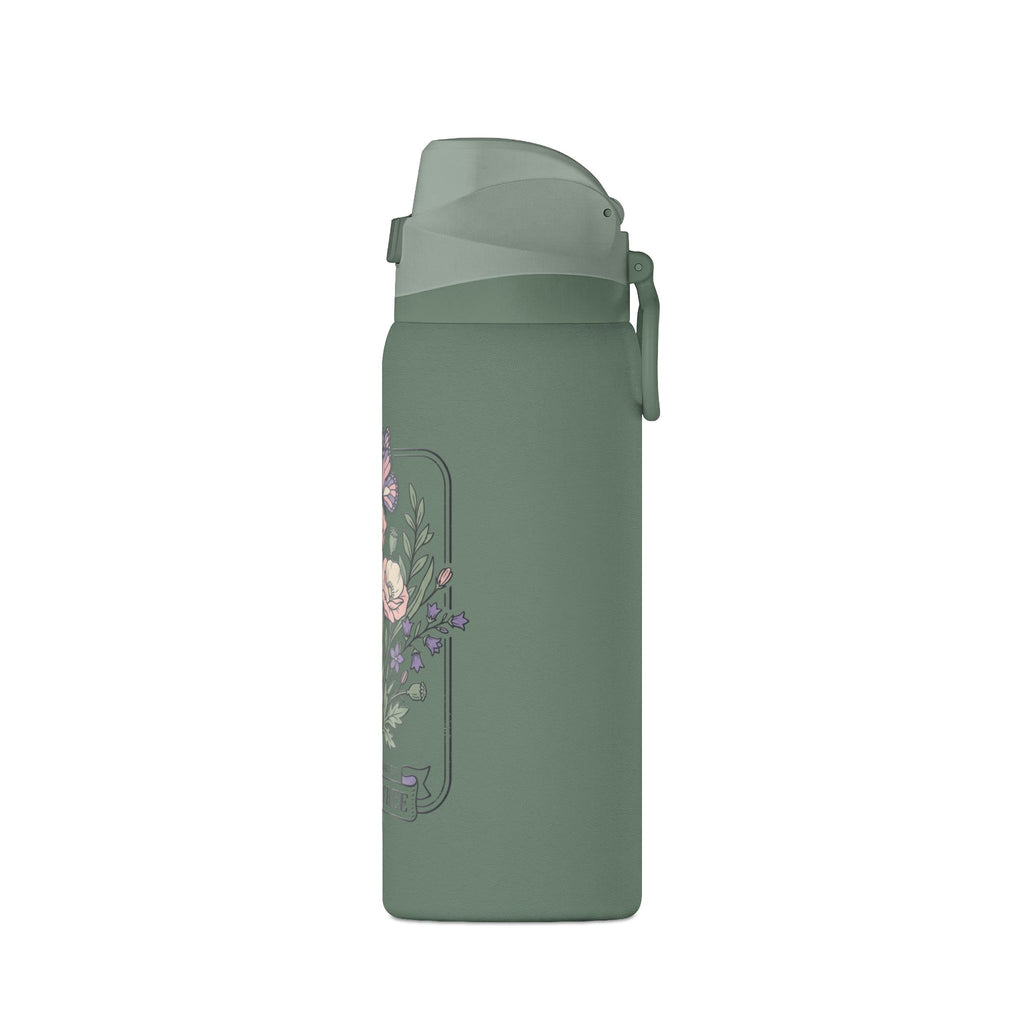 Floral Oasis 32oz Insulated Water Bottle — Leakproof Thermos with Butterfly Garden Design