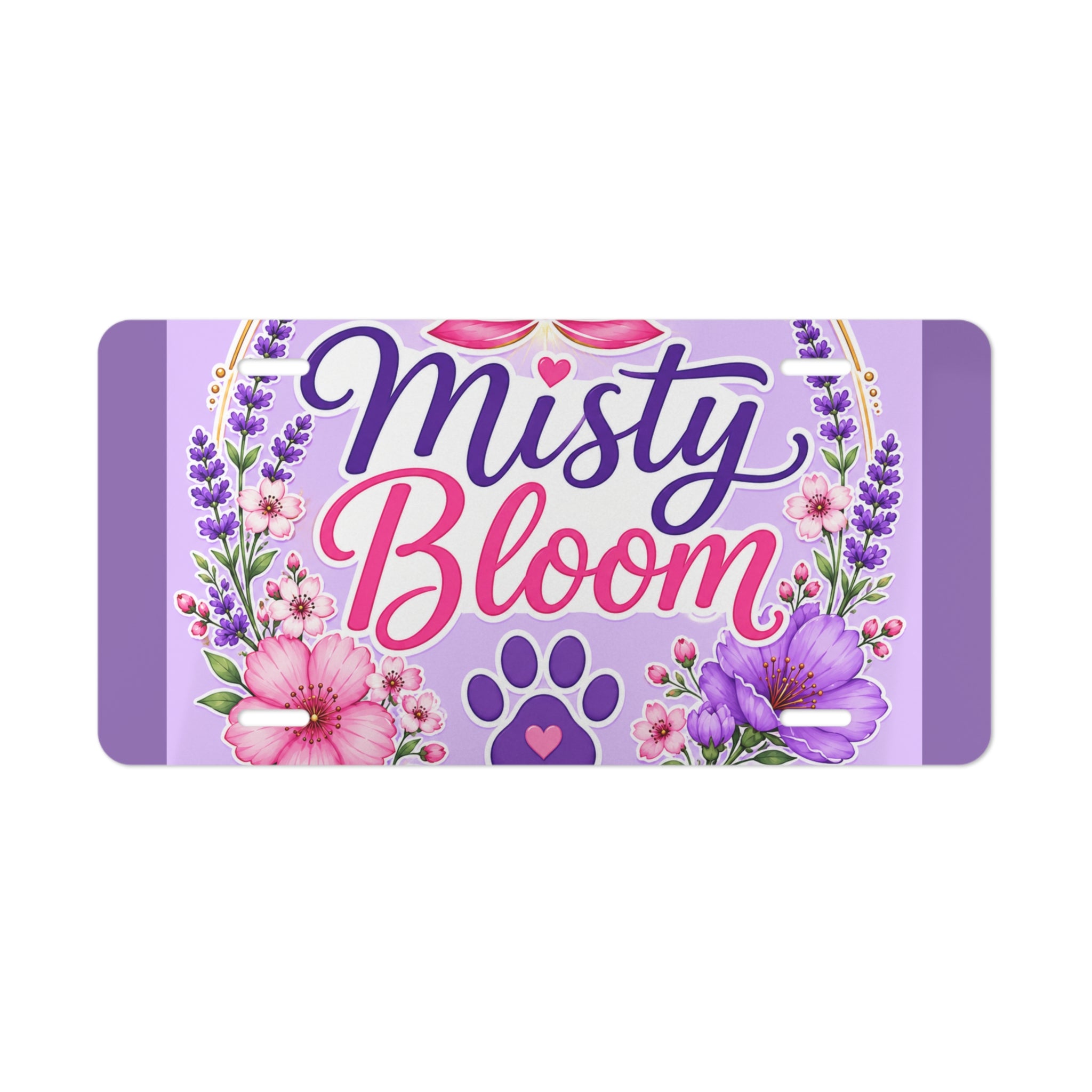 Vanity Plate - "Misty Bloom" Floral Pet Name License Plate