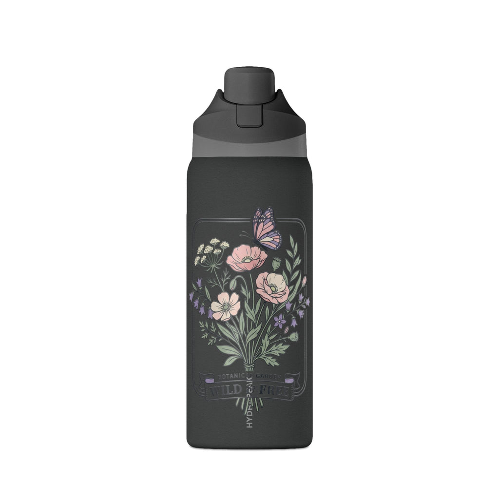 Floral Oasis 32oz Insulated Water Bottle — Leakproof Thermos with Butterfly Garden Design